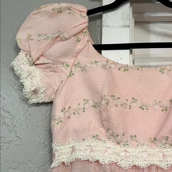 VINTAGE WOMENS REGENCY SWISS DOT LONG MAXI DRESS WITH PUFF SLEEVES SMALL - Picture 5 of 17